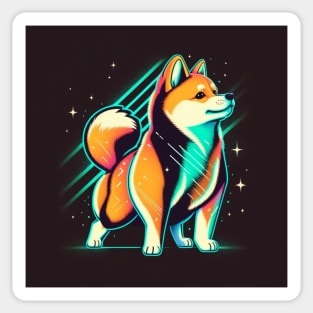 Shiba Inu Cute 80s Synthwave Retro Design Sticker